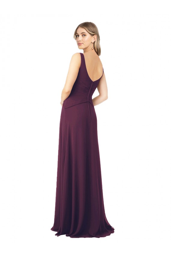 Desconto Uva Linha A Decote V Sem Mangas Comprimento Chão Vestido de Madrinha / Vestido Formais