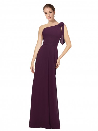 Desconto Uva Linha A Um Ombro Sem Mangas Comprimento Chão Vestidos Formais / Vestidos de Madrinha