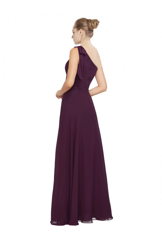 Desconto Uva Linha A Um Ombro Sem Mangas Comprimento Chão Vestidos Formais / Vestidos de Madrinha