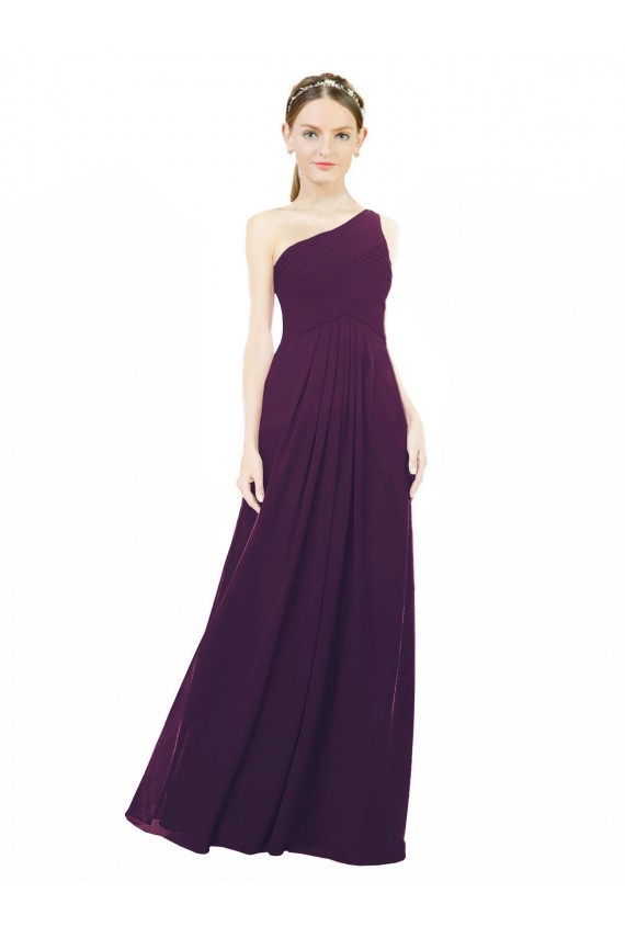 Desconto Uva Linha A Um Ombro Sem Mangas Comprimento Chão Vestido Formais / Vestido de Madrinha