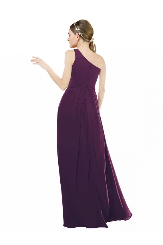 Desconto Uva Linha A Um Ombro Sem Mangas Comprimento Chão Vestido Formais / Vestido de Madrinha