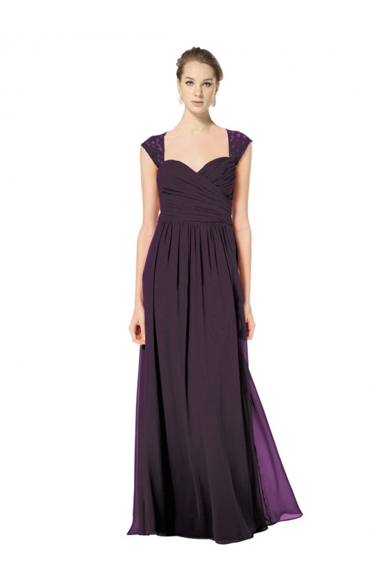 Desconto Uva Linha A Amor Sem Mangas Comprimento Chão Chiffon & Renda Vestidos de Madrinha