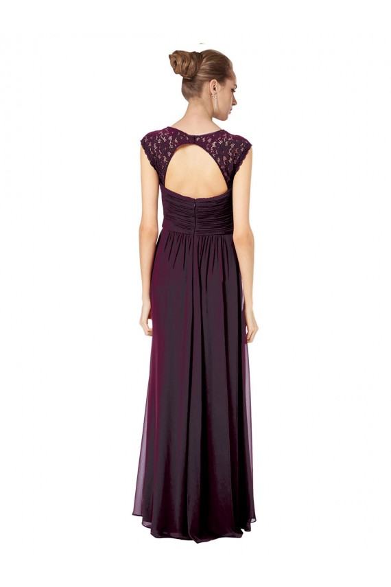 Desconto Uva Linha A Amor Sem Mangas Comprimento Chão Chiffon & Renda Vestidos de Madrinha