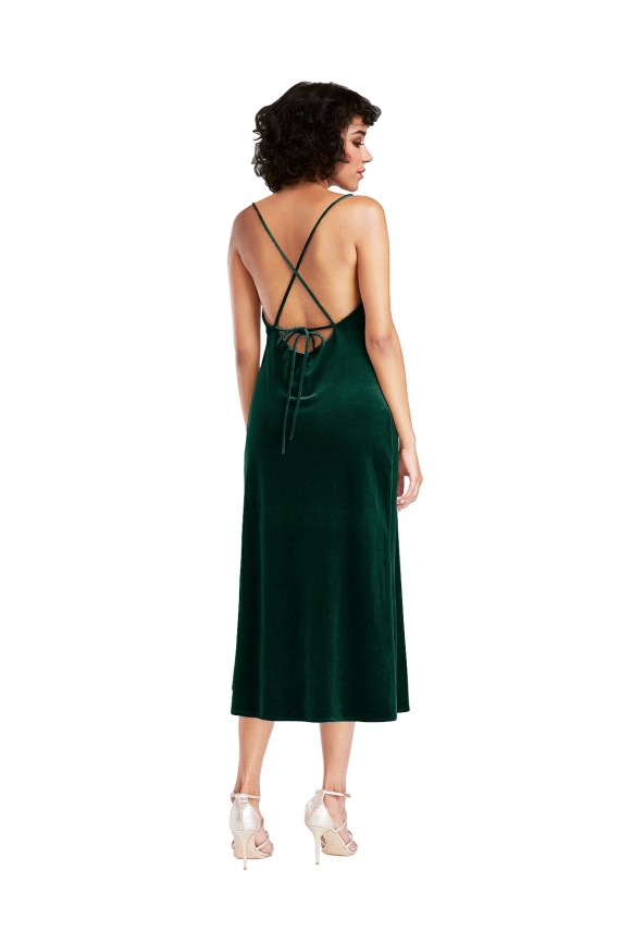 Desconto Verde Escuro Bainha Decote Capuz Sem Mangas Comprimento Midi Vestidos de Madrinha / Vestidos de Noite / Vestidos de Festa