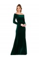 Desconto Verde Escuro Bainha Fora do Ombro Mangas Compridas Comprimento Chão Vestidos de Madrinha / Vestidos de Noite / Vestidos de Festa