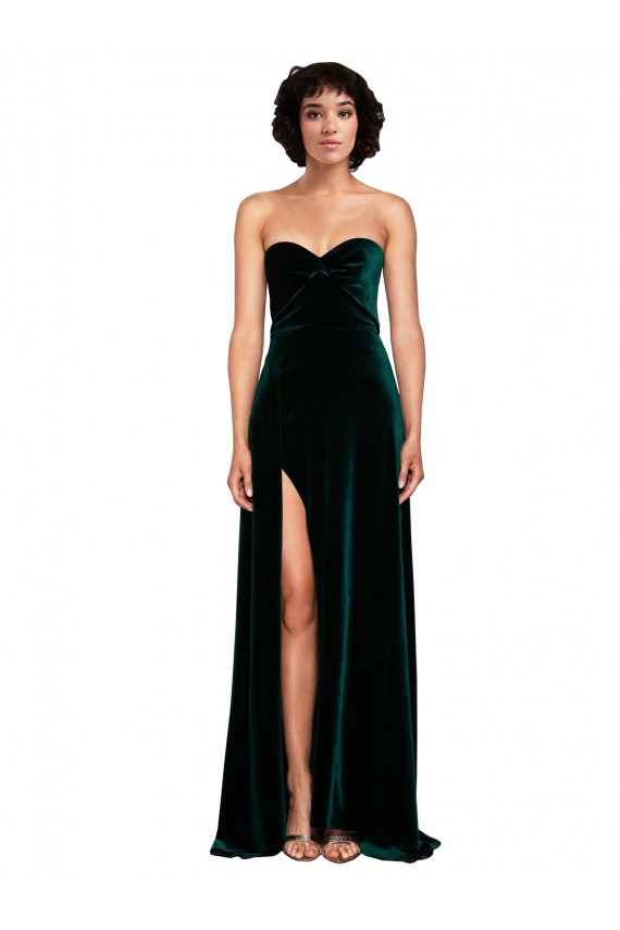 Desconto Verde Escuro Linha A Amor Sem Mangas Comboio Varredela Vestidos de Madrinha / Vestidos de Festa