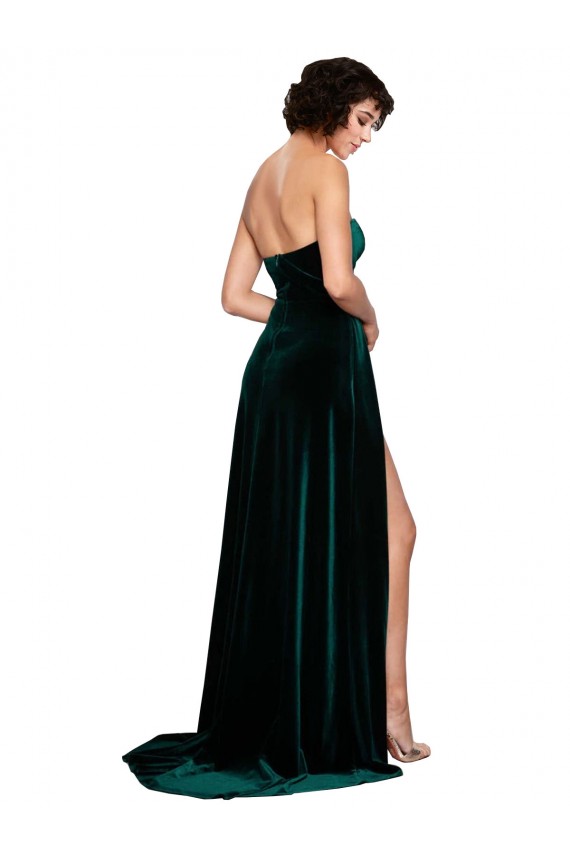 Desconto Verde Escuro Linha A Amor Sem Mangas Comboio Varredela Vestidos de Madrinha / Vestidos de Festa