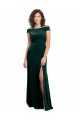 Desconto Verde Escuro Linha A Decote Quadrado Mangas Curtas Comprimento Chão Vestidos de Madrinha / Vestidos de Noite / Vestidos de Festa