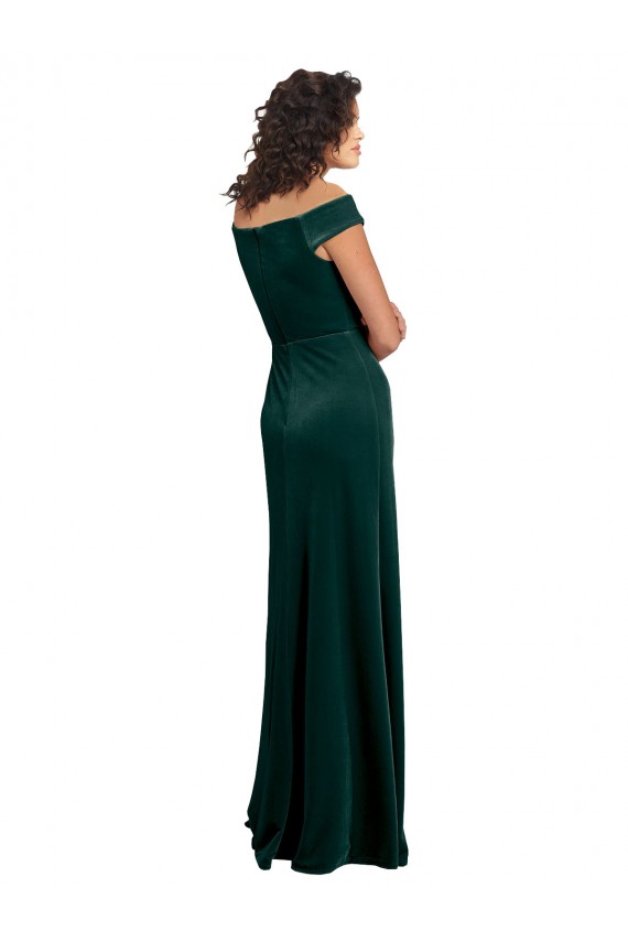 Desconto Verde Escuro Linha A Decote Quadrado Mangas Curtas Comprimento Chão Vestidos de Madrinha / Vestidos de Noite / Vestidos de Festa