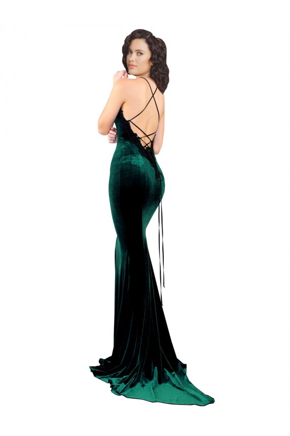 Desconto Verde Escuro Sereia Decote Alto Sem Mangas Comboio Varredela Vestidos de Madrinha / Vestidos de Noite / Vestidos de Festa