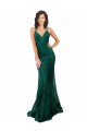 Desconto Verde Escuro Sereia Decote V Sem Mangas Comprimento Chão Vestidos de Madrinha / Vestidos de Festa