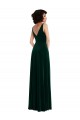 Desconto Verde Escuro Linha A Decote V Sem Mangas Comprimento Chão Vestidos de Madrinha / Vestidos de Festa
