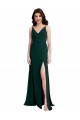 Desconto Verde Meia-Noite Linha A Decote V Sem Mangas Comprimento Chão Vestidos de Madrinha / Vestidos de Noite / Vestidos de Festa
