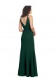Desconto Verde Meia-Noite Linha A Decote V Sem Mangas Comprimento Chão Longo Vestidos de Madrinha / Vestidos de Noite / Vestidos de Festa