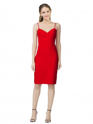 Desconto Vermelho Bainha Amor Sem Mangas Comprimento Cocktail Vestidos de Madrinha / Vestidos de Noite / Vestidos de Festa