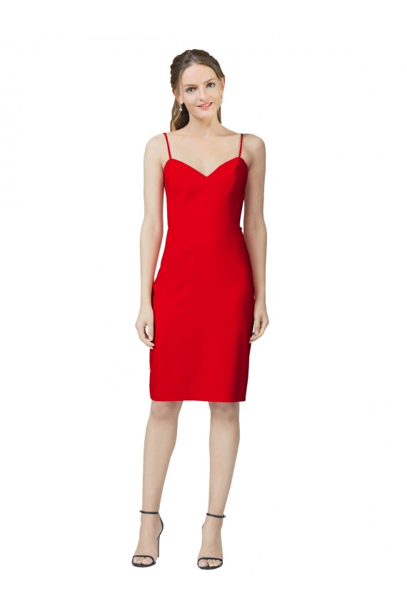 Desconto Vermelho Bainha Amor Sem Mangas Comprimento Cocktail Vestidos de Madrinha / Vestidos de Noite / Vestidos de Festa