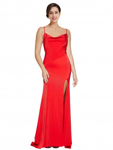 Desconto Vermelho Bainha Decote Capuz Sem Mangas Comprimento Chão Vestidos de Madrinha / Vestidos de Noite / Vestidos de Festa