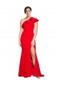 Desconto Vermelho Bainha Um Ombro Sem Mangas Comboio Varredela Vestido de Madrinha / Vestido de Festa