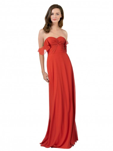 Desconto Vermelho Linha A Amor Sem Mangas Comprimento Chão Longo Vestidos de Madrinha