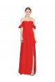 Desconto Vermelho Linha A Fora do Ombro Sem Mangas Comprimento Chão Vestidos de Madrinha / Vestidos de Noite