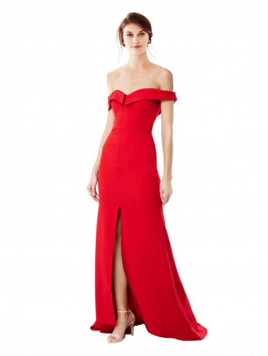 Desconto Vermelho Linha A Fora do Ombro Sem Mangas Comprimento Chão Vestidos de Madrinha / Vestidos de Noite / Vestidos de Festa