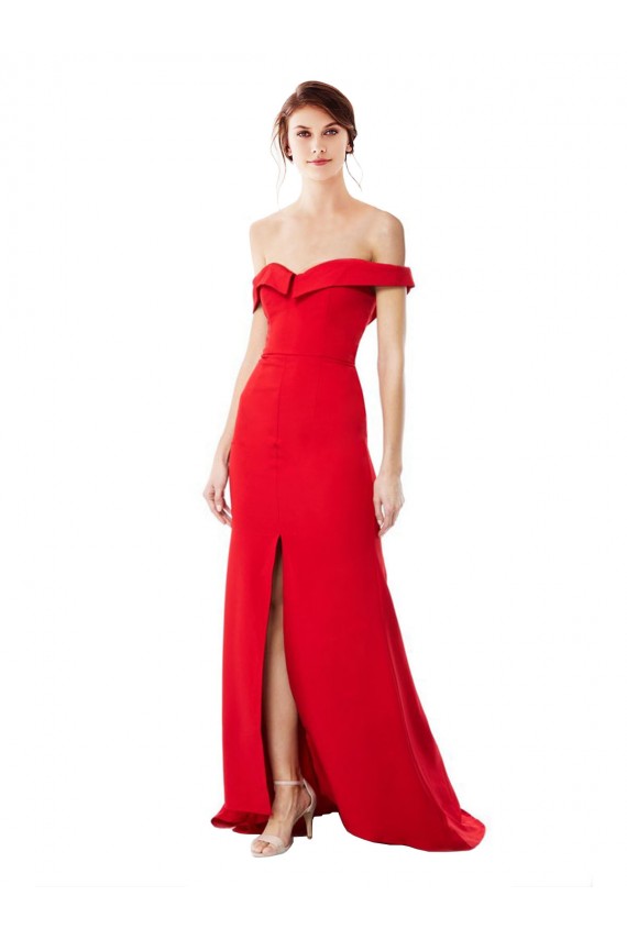 Desconto Vermelho Linha A Fora do Ombro Sem Mangas Comprimento Chão Vestidos de Madrinha / Vestidos de Noite / Vestidos de Festa