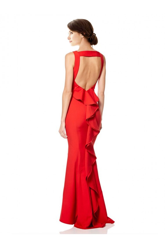 Desconto Vermelho Sereia Cabeçada Sem Mangas Comprimento Chão Vestidos de Madrinha / Vestidos de Noite