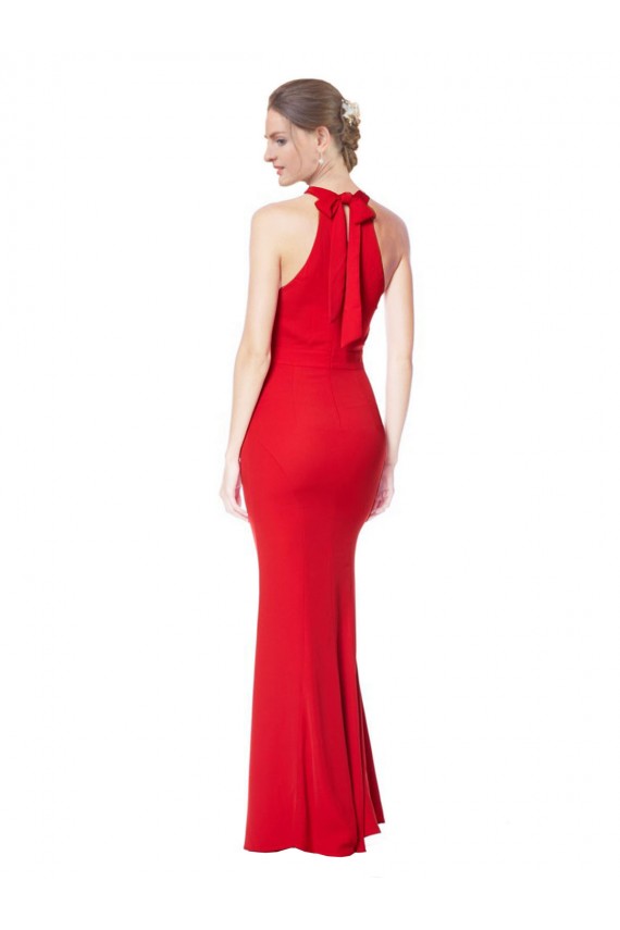 Desconto Vermelho Sereia Cabeçada Sem Mangas Comprimento Chão Longo Vestidos de Noite / Vestidos de Festa