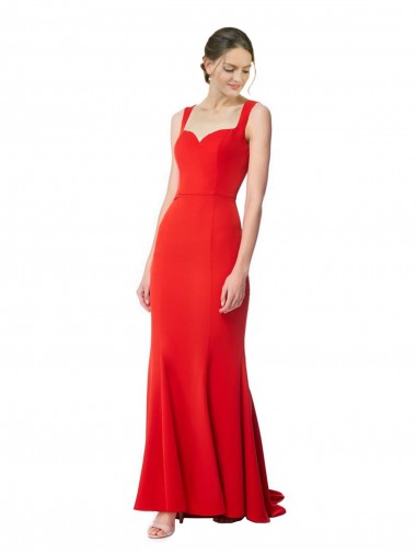 Desconto Vermelho Sereia Amor Sem Mangas Comprimento Chão Vestidos de Madrinha / Vestidos de Noite