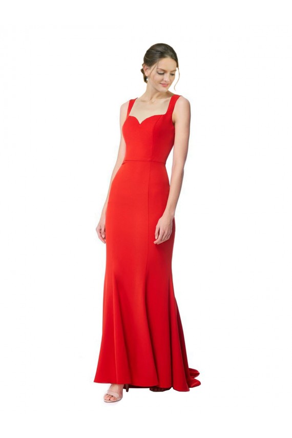 Desconto Vermelho Sereia Amor Sem Mangas Comprimento Chão Vestidos de Madrinha / Vestidos de Noite