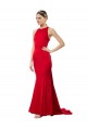 Desconto Vermelho Sereia Cabeçada Sem Mangas Comprimento Chão Vestidos de Madrinha / Vestidos de Festa