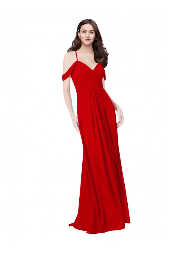 Desconto Vermelho Escuro Linha A Decote V Sem Mangas Comprimento Chão Longo Vestidos de Madrinha