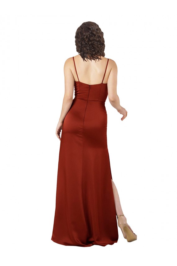 Desconto Vermelho Linha A Alças finas Sem Mangas Comprimento Chão Vestidos de Madrinha / Vestidos de Noite / Vestidos de Festa