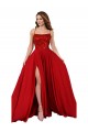 Desconto Vermelho Linha A Alças finas Sem Mangas Comprimento Chão Vestidos de Madrinha / Vestidos de Festa