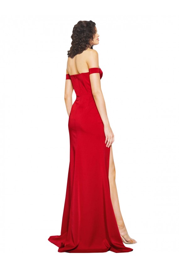 Desconto Vermelho Linha A Fora do Ombro Sem Mangas Comprimento Chão Longo Vestidos de Madrinha / Vestidos de Noite / Vestidos de Festa