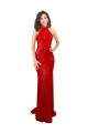 Desconto Vermelho Sereia Cabeçada Sem Mangas Comprimento Chão Vestidos de Madrinha / Vestidos de Noite / Vestidos de Festa
