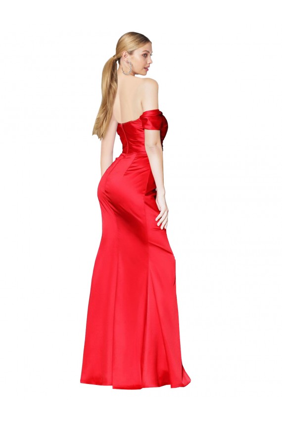 Desconto Vermelho Sereia Fora do Ombro Sem Mangas Comprimento Chão Vestidos de Madrinha / Vestidos de Noite / Vestidos de Festa
