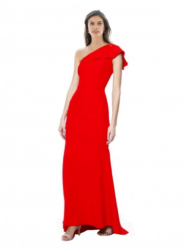 Desconto Vermelho Sereia Um Ombro Sem Mangas Comprimento Chão Vestidos de Noite
