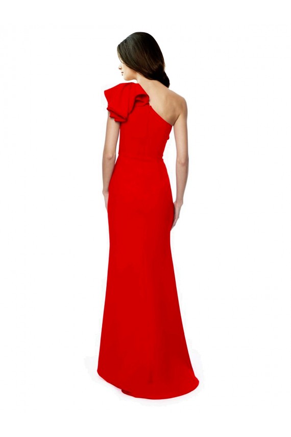 Desconto Vermelho Sereia Um Ombro Sem Mangas Comprimento Chão Vestidos de Noite