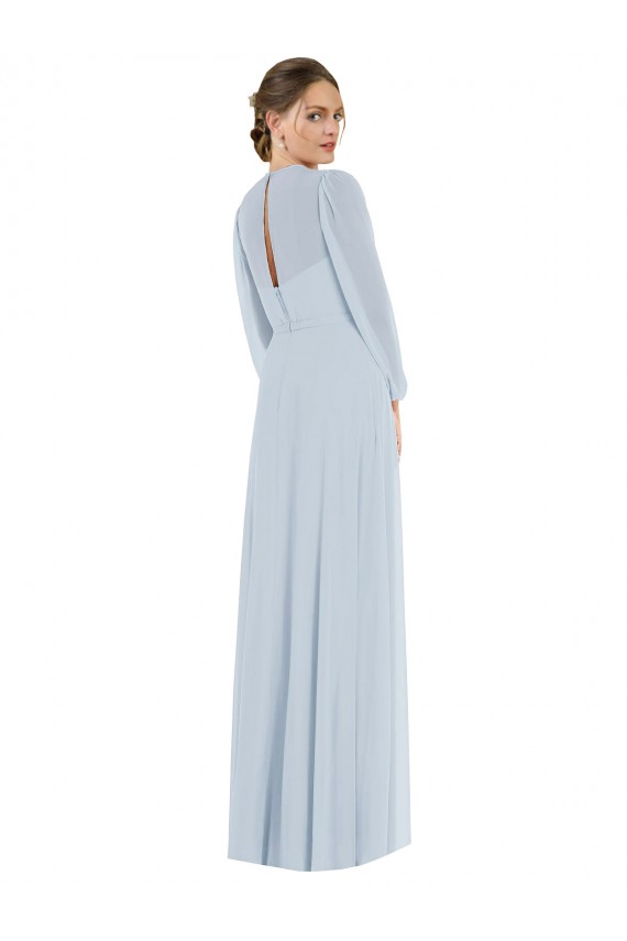 Desconto Vidro Marinho Linha A Sem alças Mangas Bispo, Mangas Bufantes Comprimento Chão Vestidos de Madrinha / Vestidos de Noite