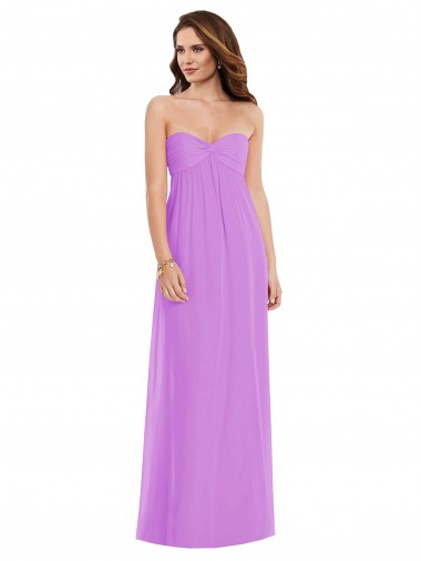 Desconto Violeta Linha A Amor Sem Mangas Comprimento Chão Vestidos de Madrinha