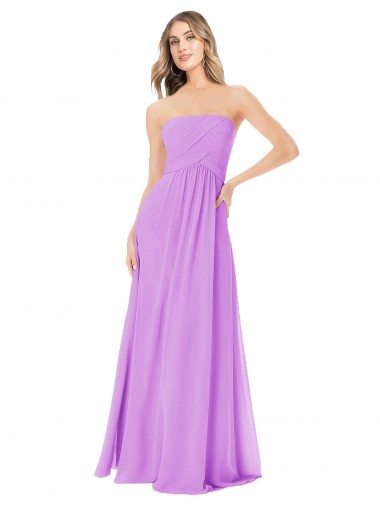 Desconto Violeta Linha A Sem alças Sem Mangas Comprimento Chão Vestidos de Madrinha