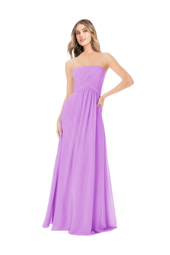 Desconto Violeta Linha A Sem alças Sem Mangas Comprimento Chão Vestidos de Madrinha