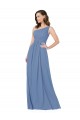 Desconto Windsor Azul Bainha Um Ombro Sem Mangas Comprimento Chão Vestidos de Madrinha