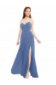 Desconto Windsor Azul Linha A Amor Sem Mangas Comprimento Chão Vestidos de Madrinha