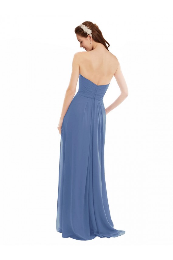 Desconto Windsor Azul Linha A Amor Sem Mangas Comprimento Chão Vestidos de Madrinha